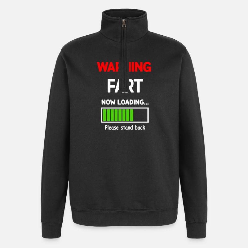 Comic Humour Fart Loading T-Shirt - Quarter-Zip Sweatshirt - black