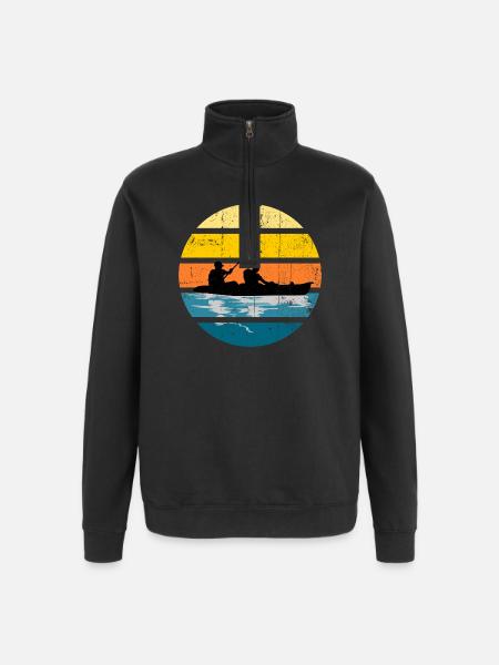 Kayak Duo Sunset Silhouette Circle - Quarter-Zip Sweatshirt - black