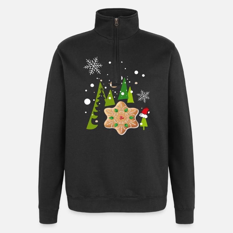 Advent, gingerbread, biscuits - Quarter-Zip Sweatshirt - black