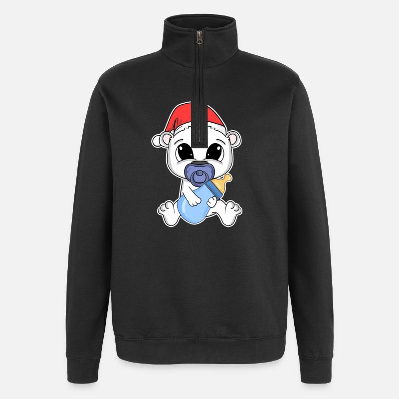 Ours bébé Noël ours polaire - Sweat à zip 1/4 - noir