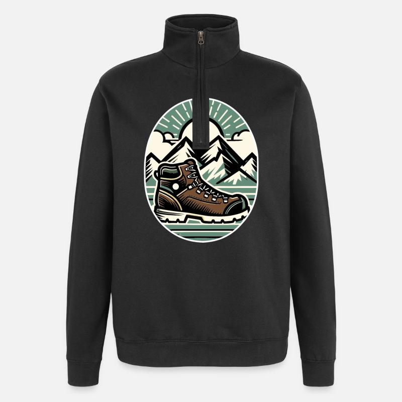 Drawing Hiker Bergwanderschuh - Quarter-Zip-Sweatshirt - Schwarz