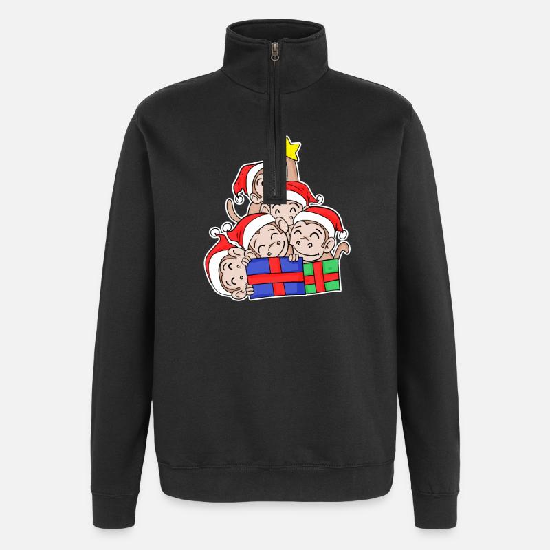 Monkey Monkey Christmas Tree Christmas - Quarter-Zip Sweatshirt - black