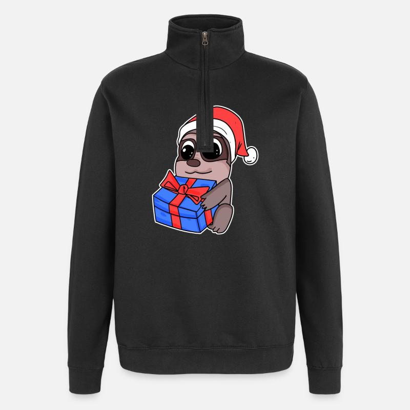Noël paresseux - Sweat à zip 1/4 - noir