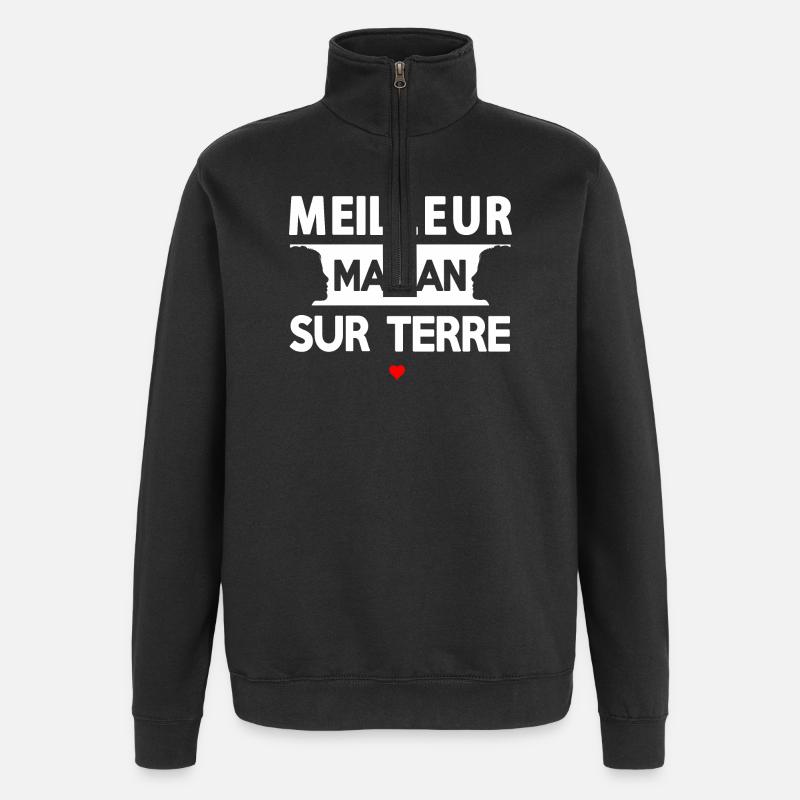 Zitat der Mutter auf der Erde - Quarter-Zip-Sweatshirt - Schwarz