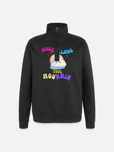 Nuage Arc-en-Ciel Mignon et Mordant - Sweat à zip 1/4 - noir