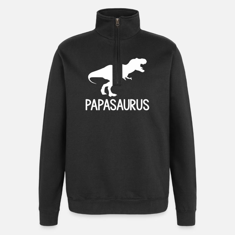 T shirt humoristique papasaurus - Sweat à zip 1/4 - noir