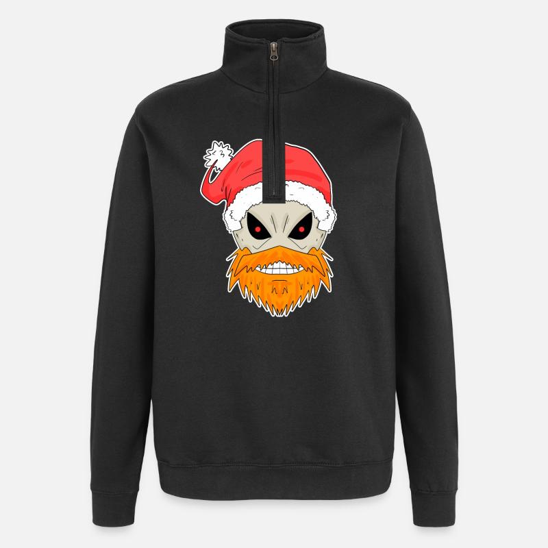 Weihnachtsmann Totenkopf - Quarter-Zip-Sweatshirt - Schwarz