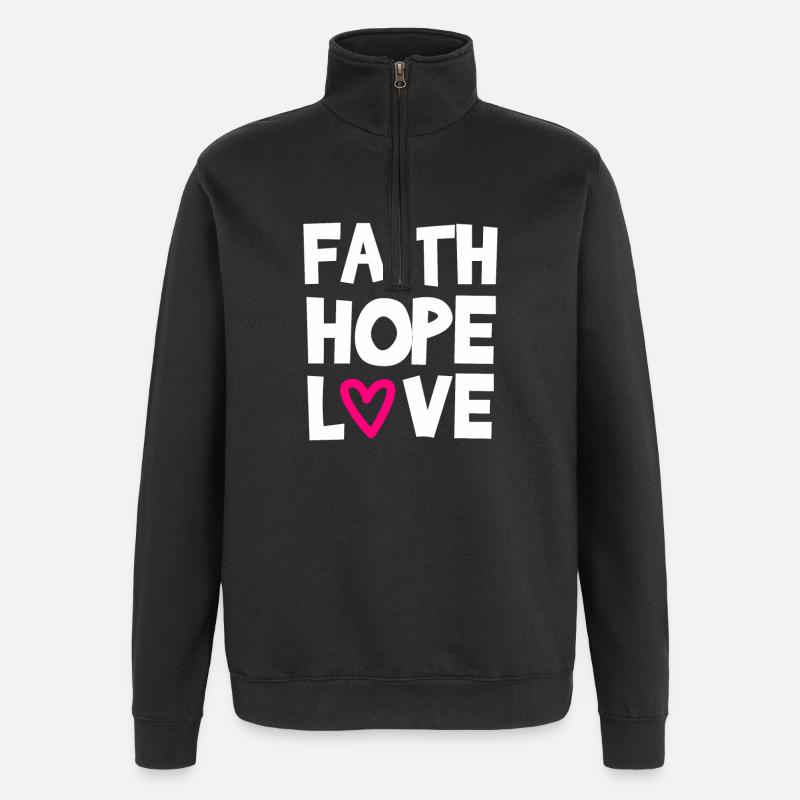 Foi Espérance Amour - Sweat à zip 1/4 - noir