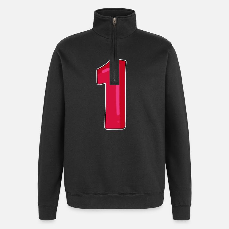 Number 1 Red Dark - Quarter-Zip Sweatshirt - black