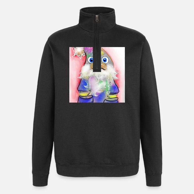 Bunter Weihnachtsmann mit Farbverlauf - Quarter-Zip-Sweatshirt - Schwarz