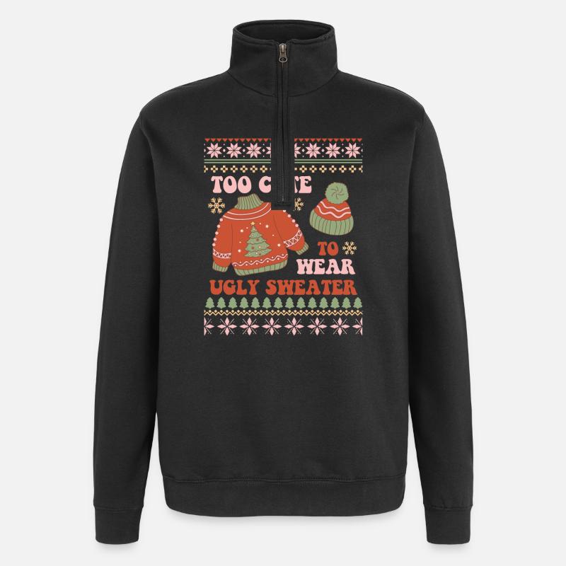 Pull de Noël moche - Sweat à zip 1/4 - noir