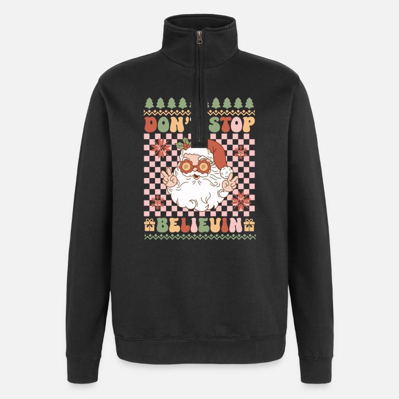 Hässlicher Weihnachtspullover - Quarter-Zip-Sweatshirt - Schwarz