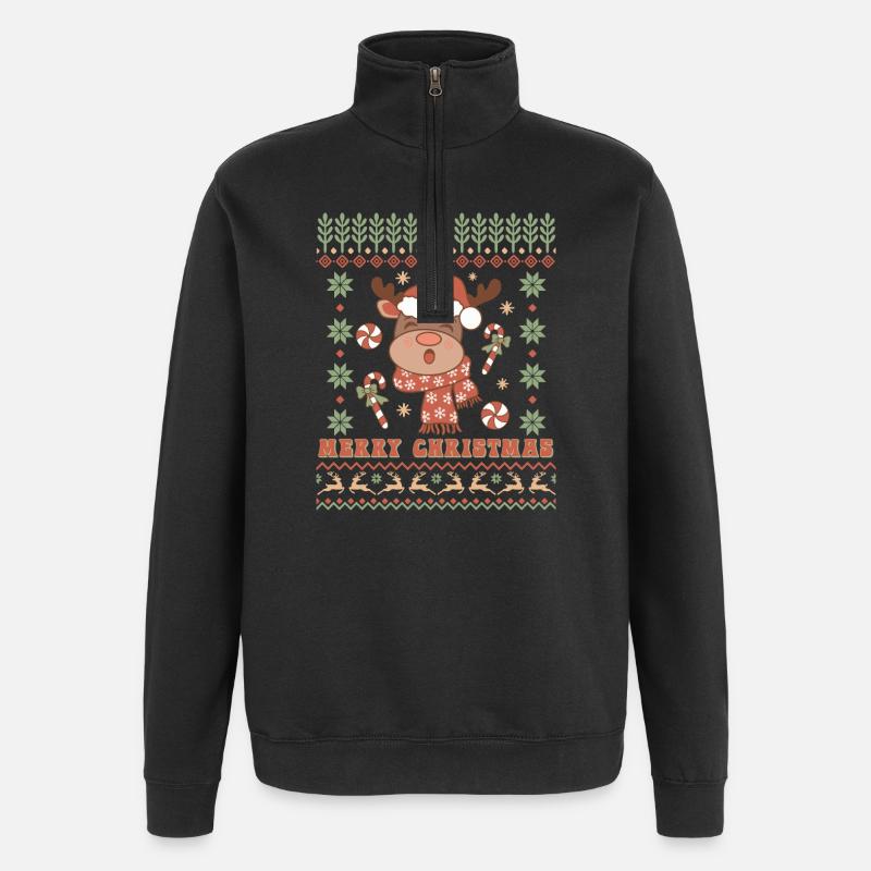 Pull de Noël moche - Sweat à zip 1/4 - noir