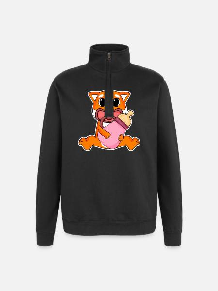 Motif Shiba Inu bébé - Sweat à zip 1/4 - noir