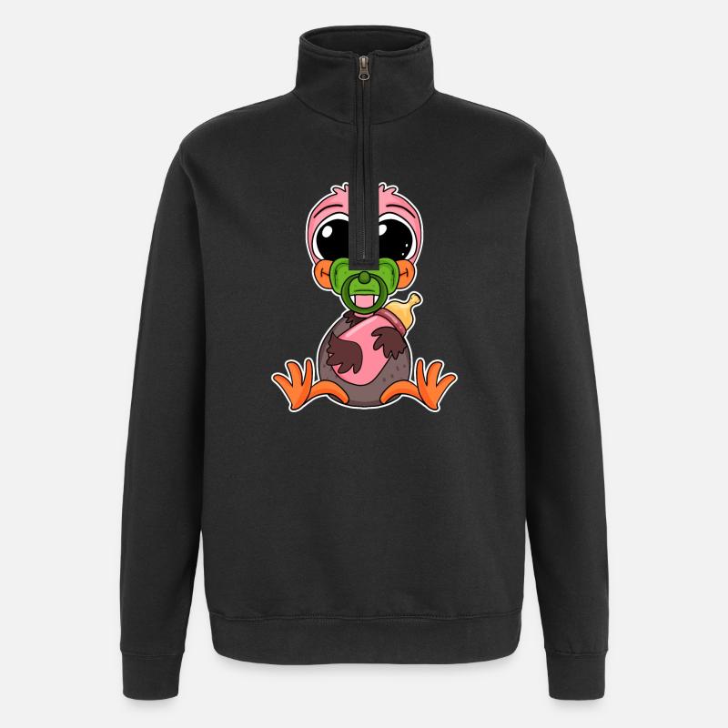 Motif d’autruche bébé - Sweat à zip 1/4 - noir