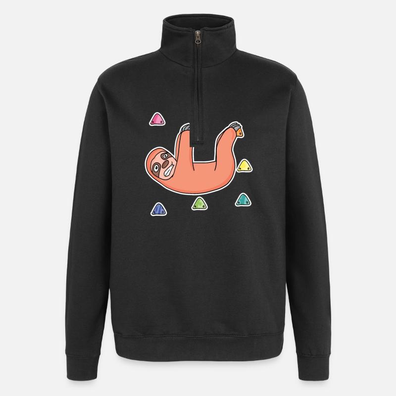 Sloth, Rock Climbing, Rock Climbing - Quarter-Zip Sweatshirt - black