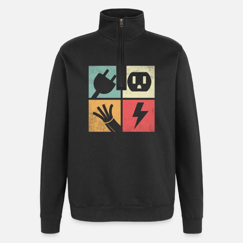 Steckverbinder & Pastellblitze - Quarter-Zip-Sweatshirt - Schwarz