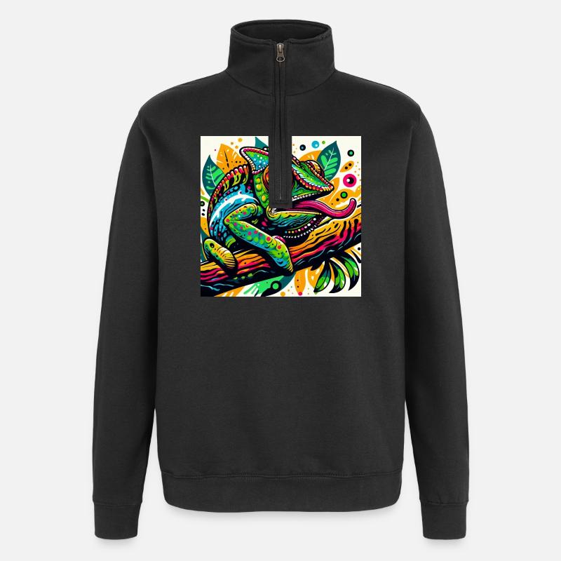Caméléon - Sweat à zip 1/4 - noir
