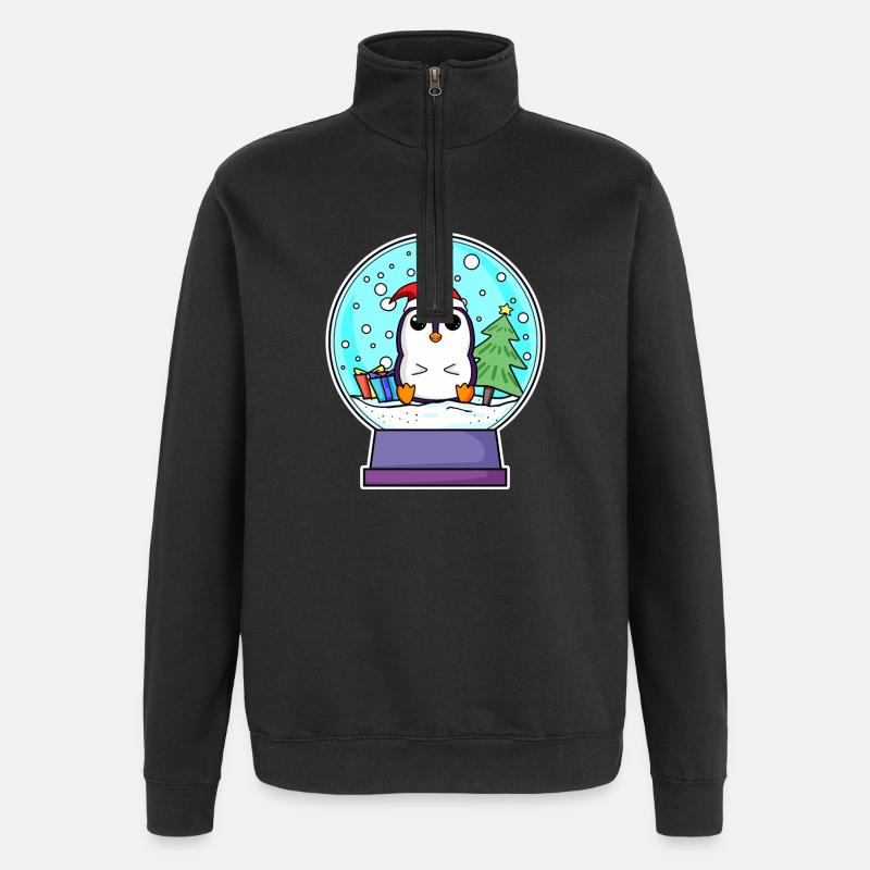 Penguin Christmas - Quarter-Zip Sweatshirt - black