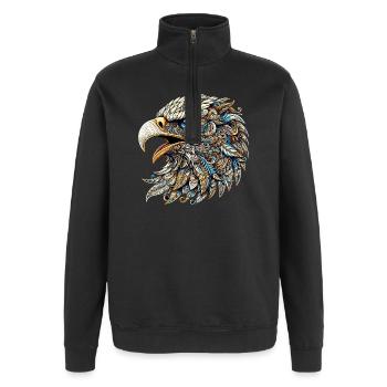 Adler mit Mandalas verziert - Quarter-Zip-Sweatshirt - Schwarz - Vorne - AI Model Female 172 light (172cm) & AI Model Male 178 dark (178cm)
