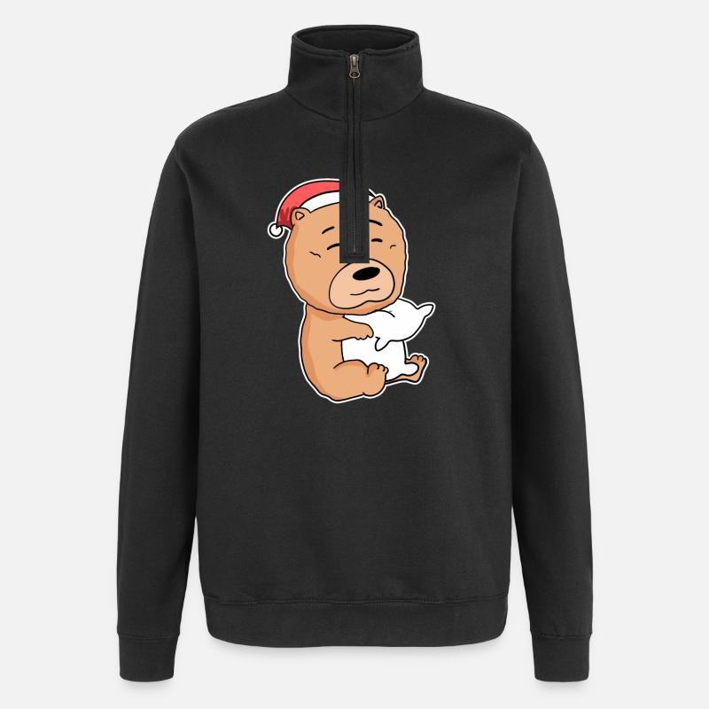 Chow Chow Chien Animal Noël - Sweat à zip 1/4 - noir