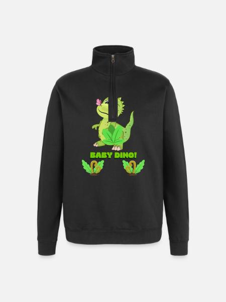 Cute Baby Dinosaur Fantasy Illustration - Quarter-Zip Sweatshirt - black