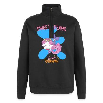 Skurrile Meerjungfrau Schlafender Träumer Design - Quarter-Zip-Sweatshirt - Schwarz - Vorne - AI Model Female 172 light (172cm) & AI Model Male 178 dark (178cm)