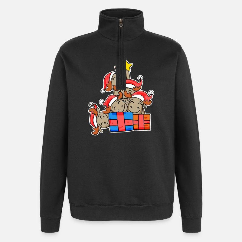 Elch Weihnachtsbaum Weihnachten - Quarter-Zip-Sweatshirt - Schwarz