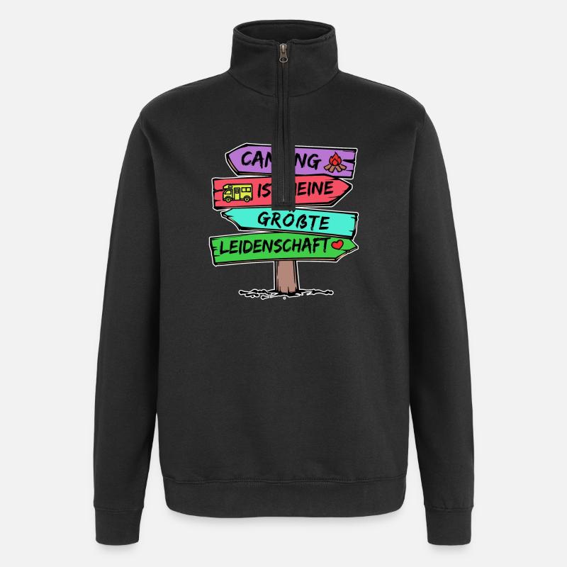 Camping Statement Wanderlust Wanderer Herz Camper - Quarter-Zip-Sweatshirt - Schwarz