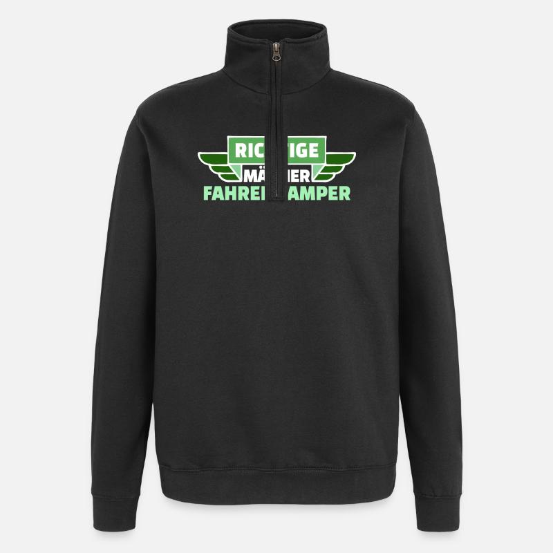 Camping Wanderer Camper Wanderlust Statement - Quarter-Zip-Sweatshirt - Schwarz