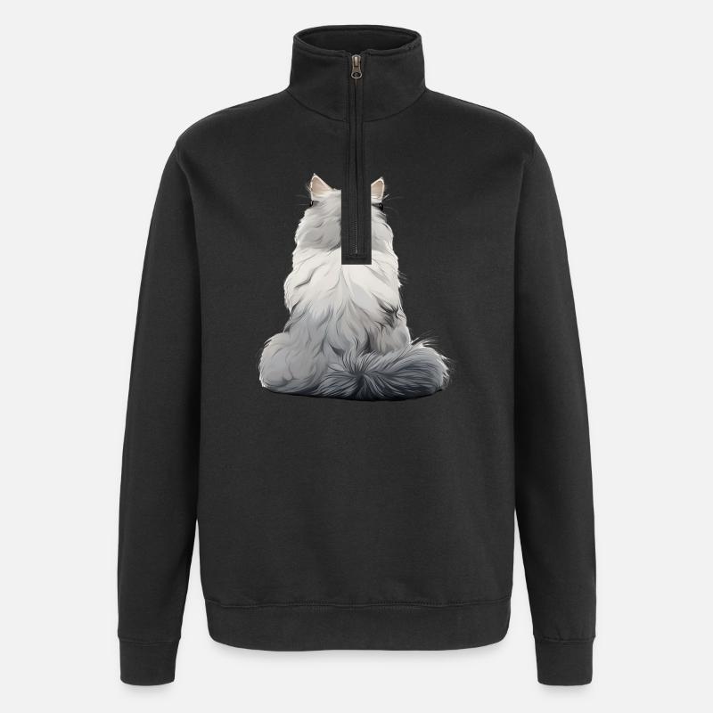 Chat persan - Sweat à zip 1/4 - noir