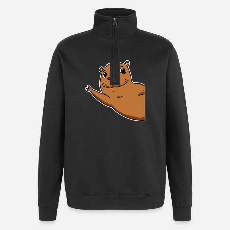 Capybara Wasserschwein - Sweat à zip 1/4 - noir