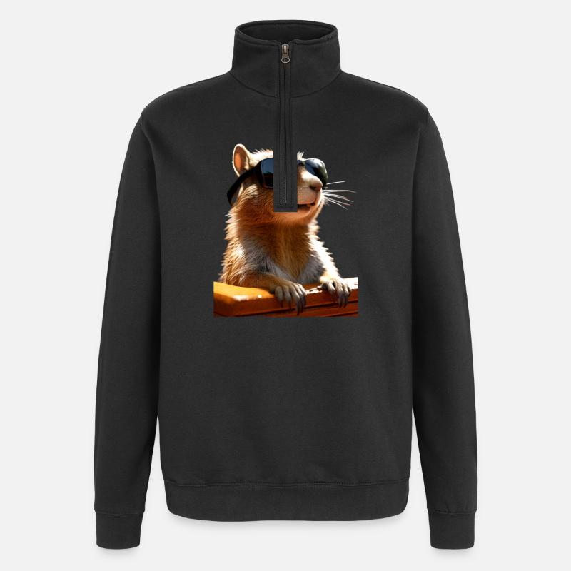 Squirrel Sunglasses I Love Squirrel - Quarter-Zip Sweatshirt - black