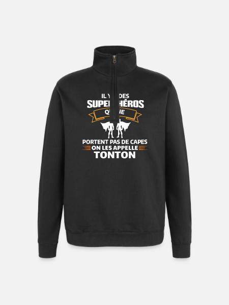 Super Héros Sans Capes Humour - Sweat à zip 1/4 - noir