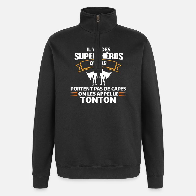 Super Héros Sans Capes Humour - Sweat à zip 1/4 - noir