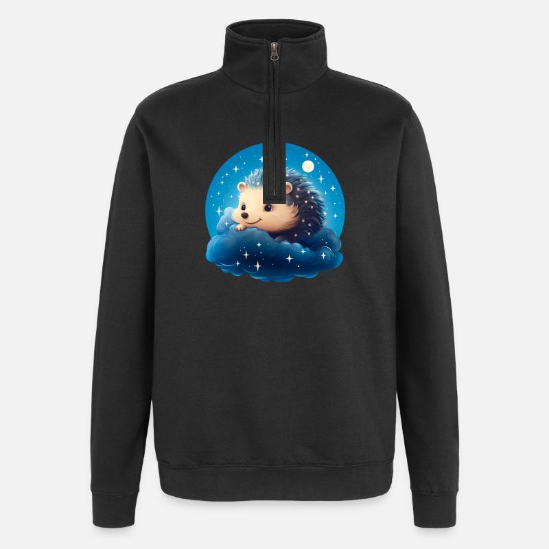 Süßer Igel bei Nacht - Quarter-Zip-Sweatshirt - Schwarz