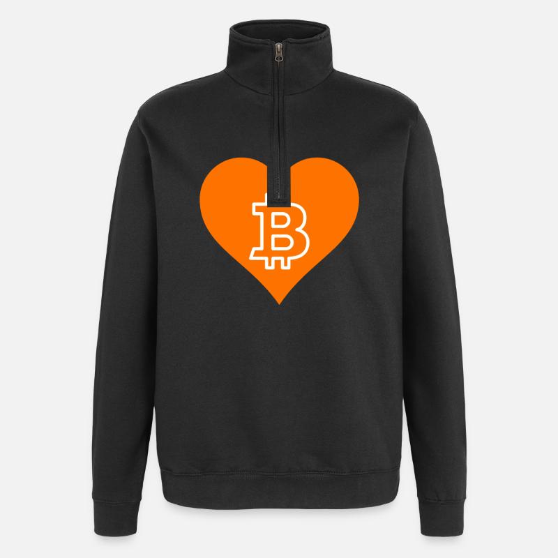 I Love Bitcoin Orange - Quarter-Zip Sweatshirt - black