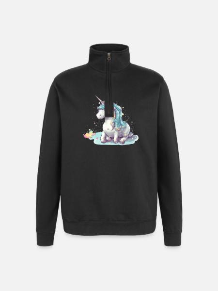 Reclining Unicorn - Quarter-Zip Sweatshirt - black