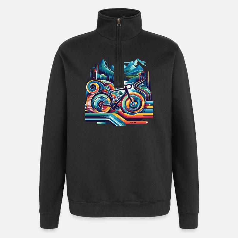 Vélo aux lignes ondulées - Sweat à zip 1/4 - noir