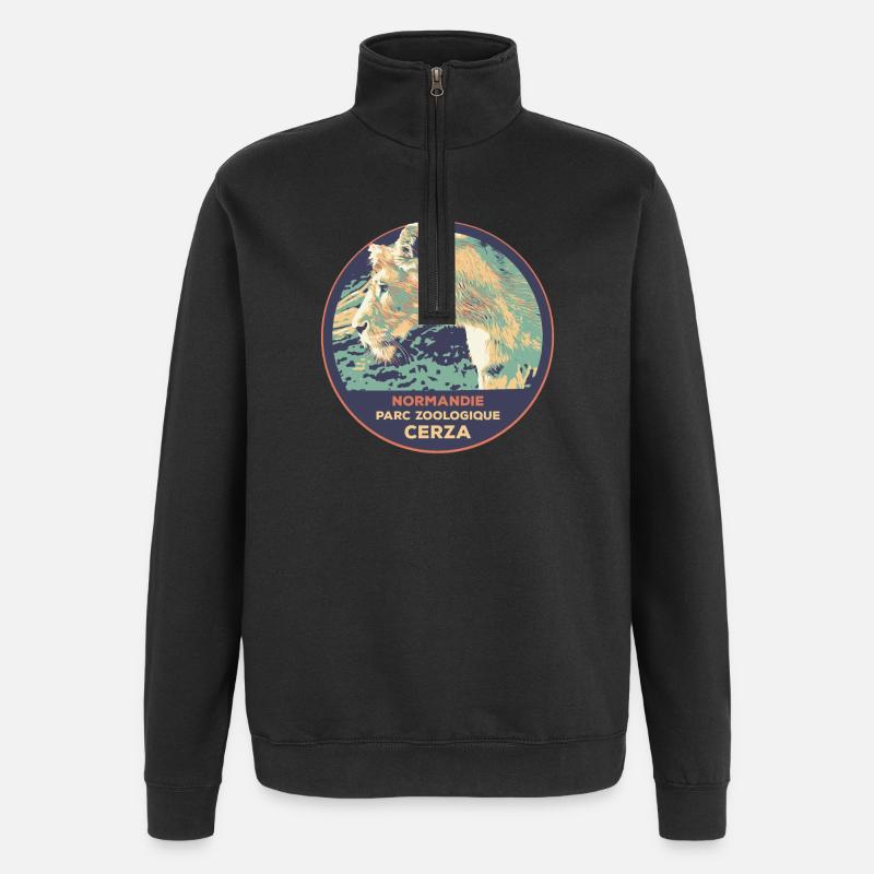 Écusson Lionne CERZA : Nature Majestueuse - Sweat à zip 1/4 - noir