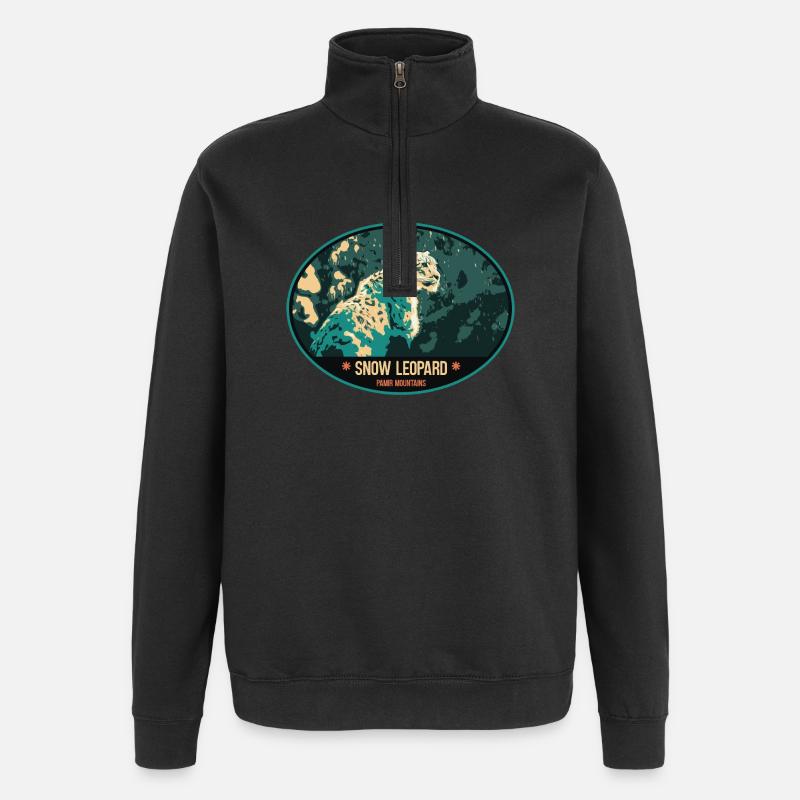 Écusson illustration Léopard des Neiges - Sweat à zip 1/4 - noir