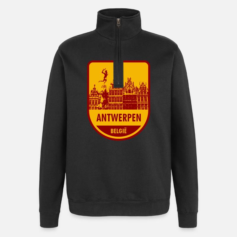 Anvers België - Sweat à zip 1/4 - noir