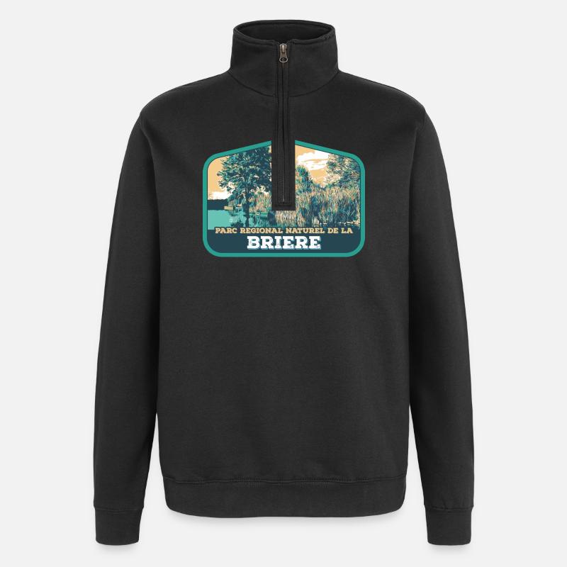 Brière Landscape Badge: Authentische Natur - Quarter-Zip-Sweatshirt - Schwarz