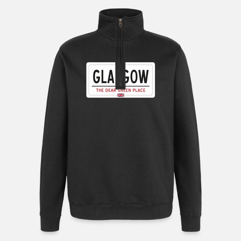 Glasgow Place Name Sign - Quarter-Zip Sweatshirt - black