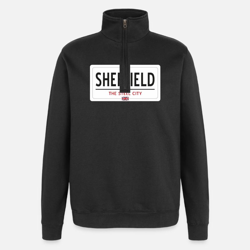 Ortsschild Sheffield - Quarter-Zip-Sweatshirt - Schwarz