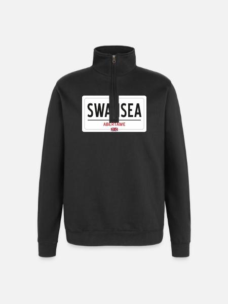 Swansea town sign - Quarter-Zip Sweatshirt - black