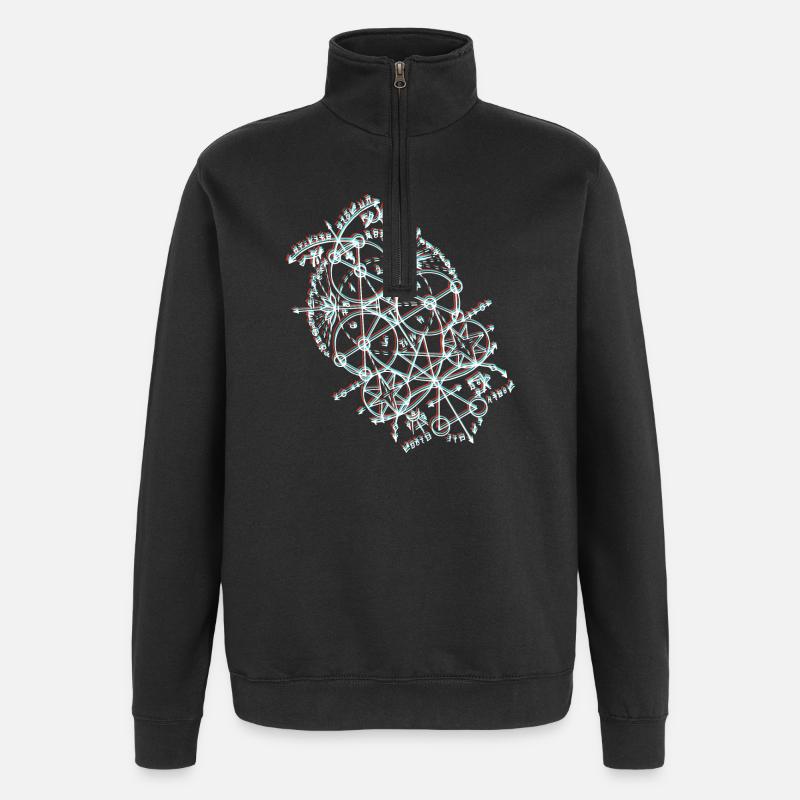 Orbite géométrique anaglyphe - Sweat à zip 1/4 - noir