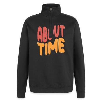 Expressive Statement About Time - Quarter-Zip Sweatshirt - black - Front - AI Model Female 172 light (172cm) & AI Model Male 178 dark (178cm)