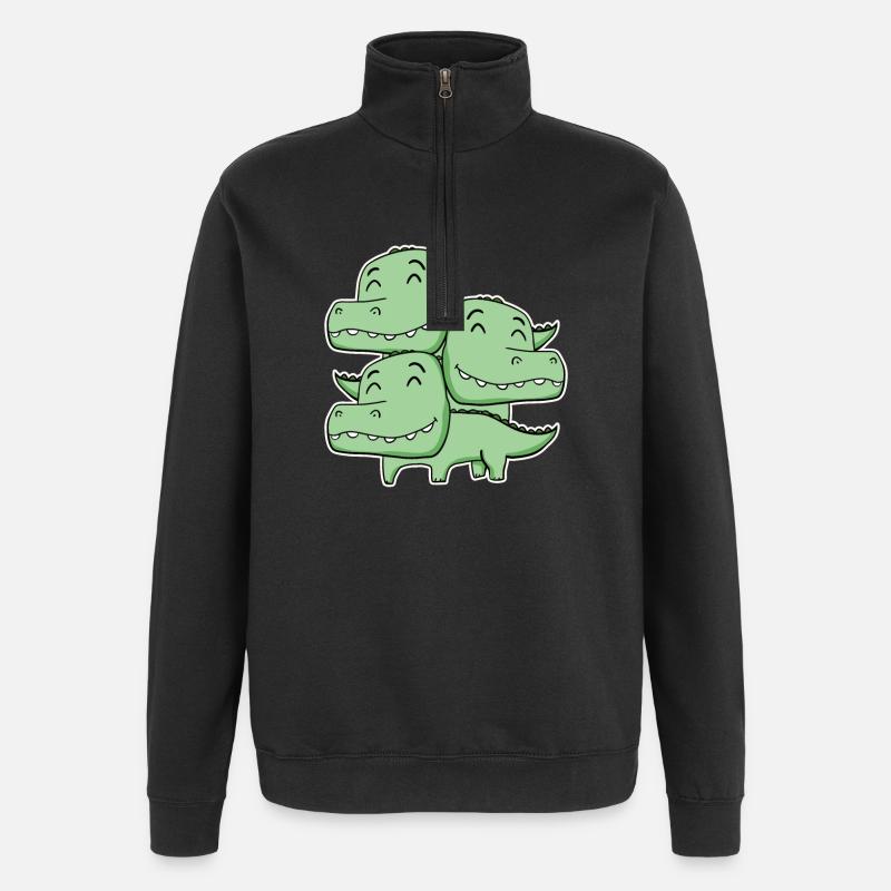 Korkodil Motiv - Quarter-Zip-Sweatshirt - Schwarz