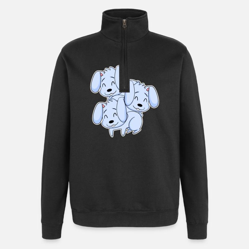 Bunny Motif - Quarter-Zip Sweatshirt - black